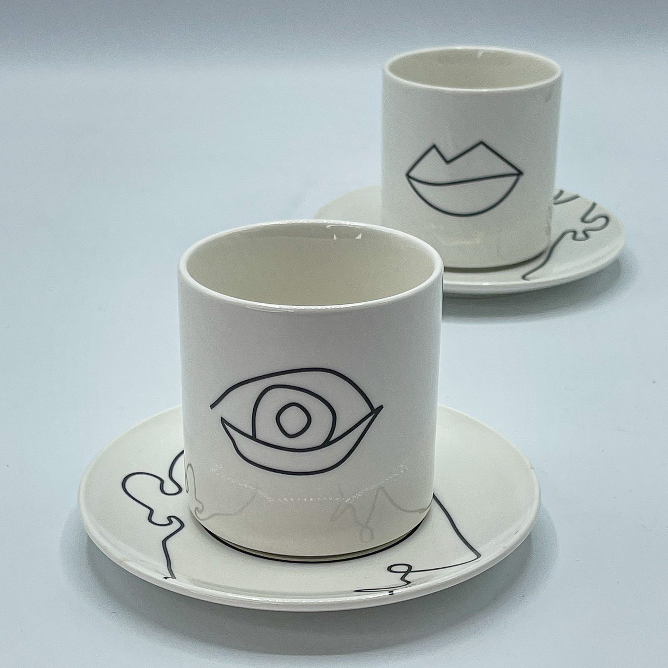 White drawing eye cup